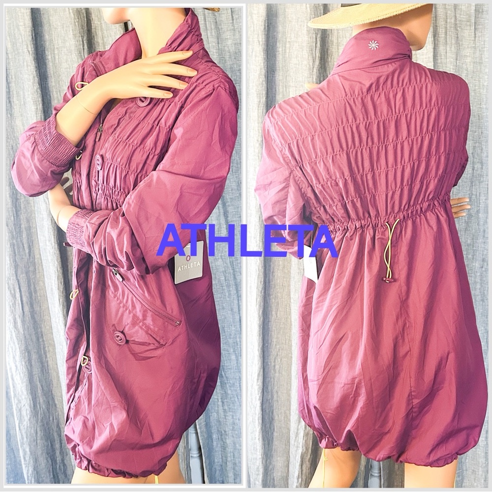 ATHLETA PURPLE RAIN JACKET DRAWSTRING QUILTED